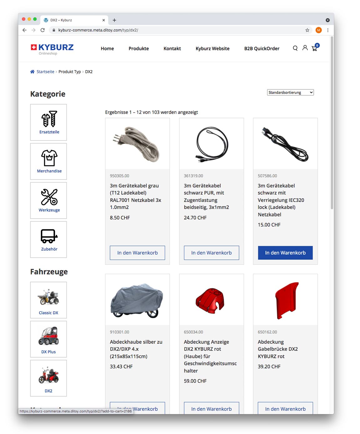 woo commerce webshop für KYBURZ Switzerland AG